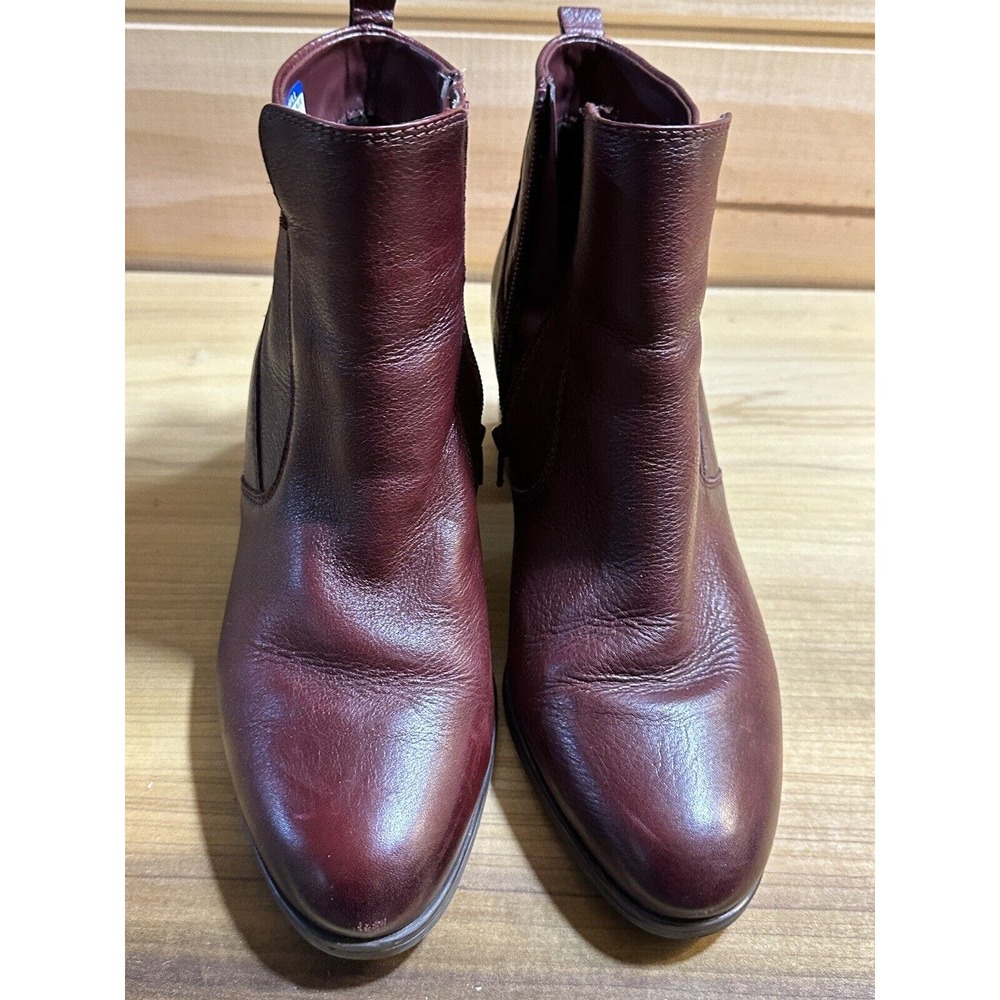 Naturalizer Leather Side-Zip Ankle Boots - Laura Size 9W Maroon